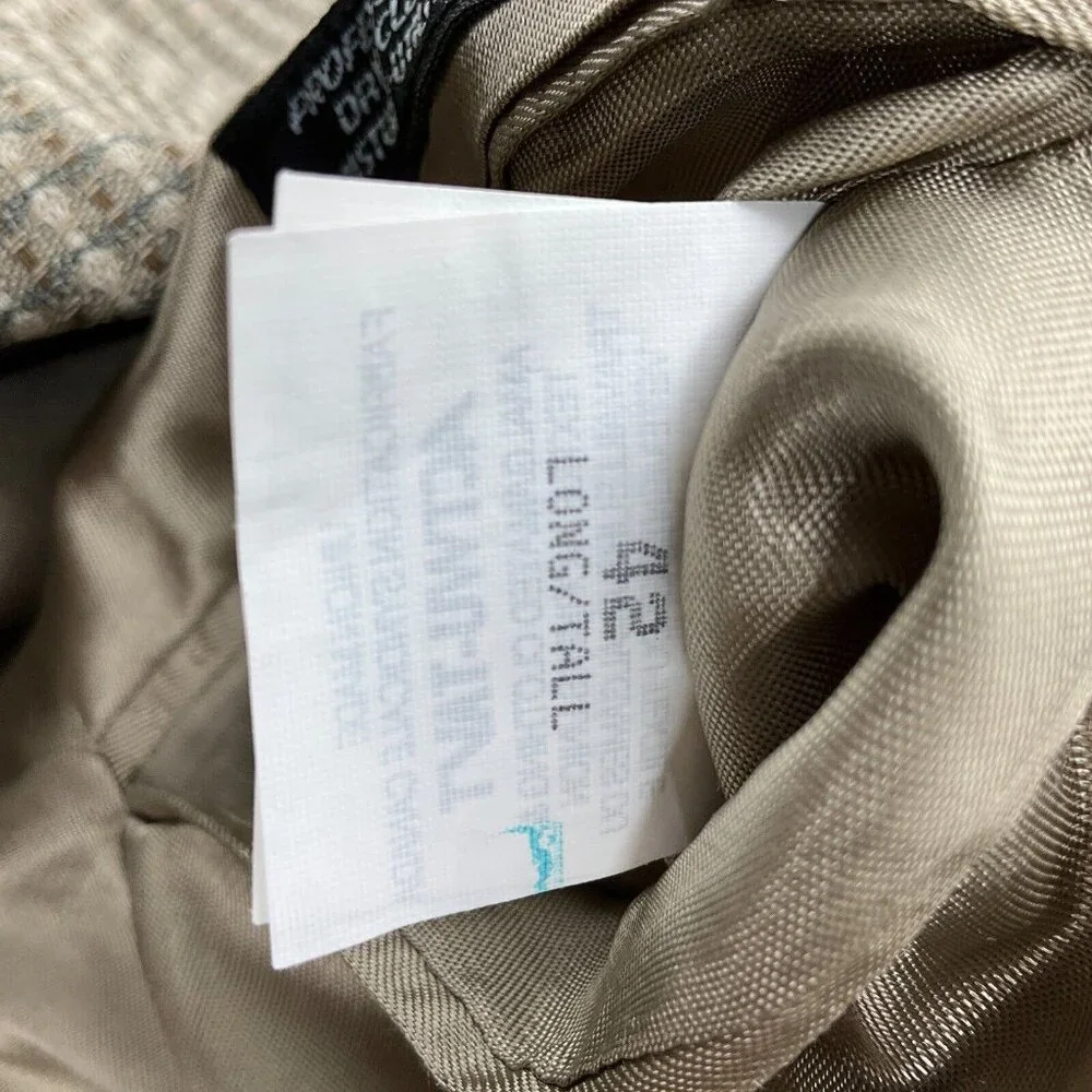 Bachrach Blazer Men 42L Beige‎ Gray Check Woven Classic Jacket Wool Canada VTG